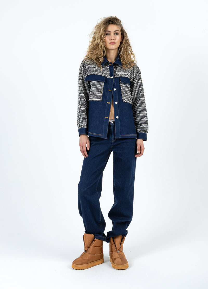 Coster Copenhagen MIX JACQUARD JAS Outerwear Denim/ jaquard mix - 577