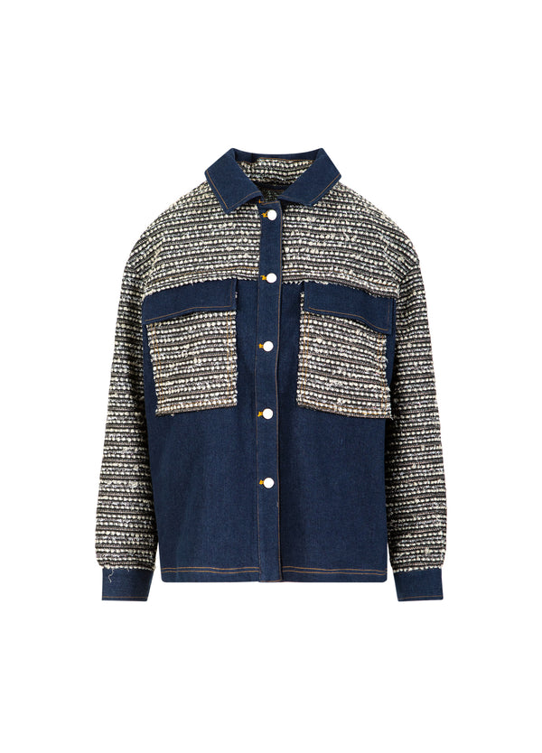 Coster Copenhagen MIX JACQUARD JAS Outerwear Denim/ jaquard mix - 577