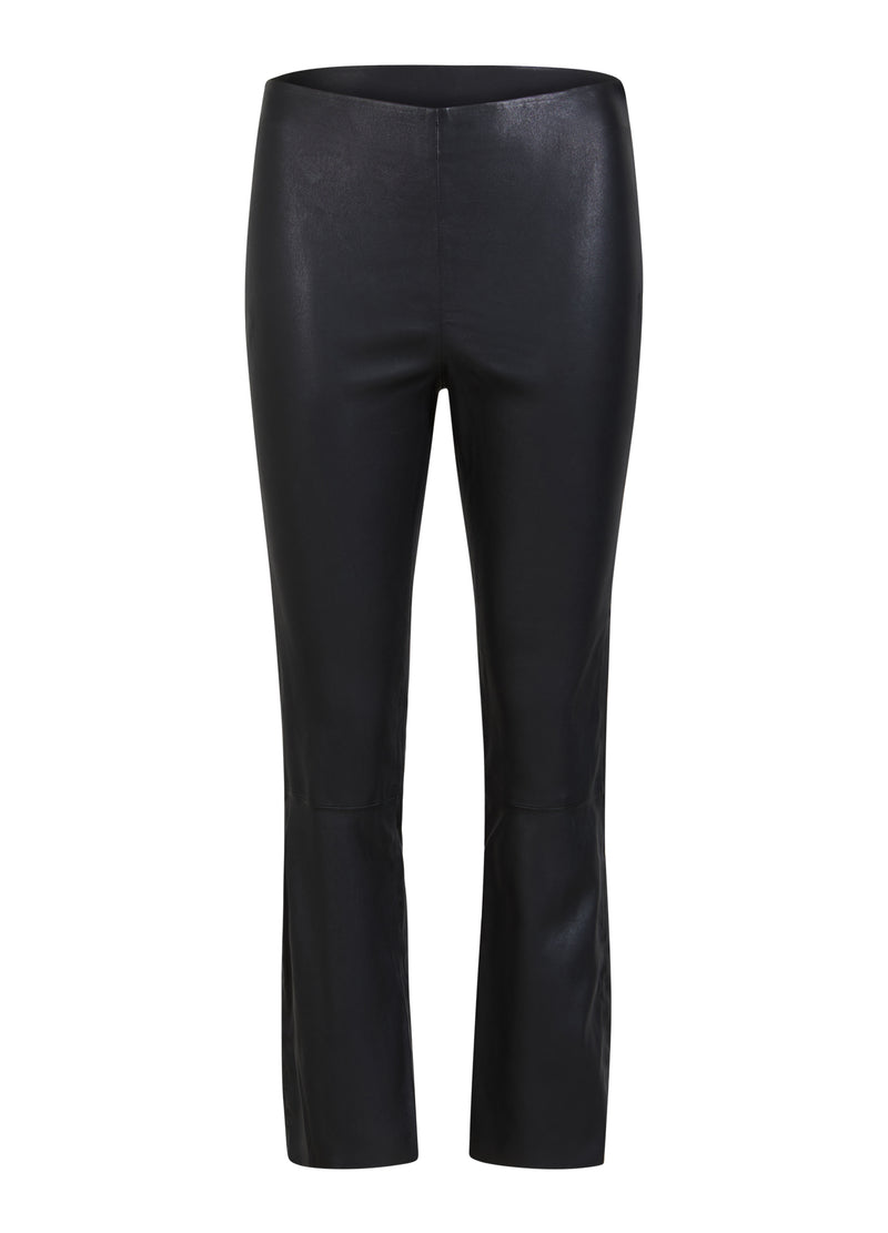 CROPPED LEDEREN LEGGING - Night Brown