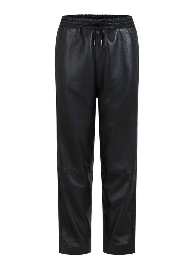 Coster Copenhagen ONTSPANNEN LEREN BROEK - SILLE PASVORM Pants Black - 100