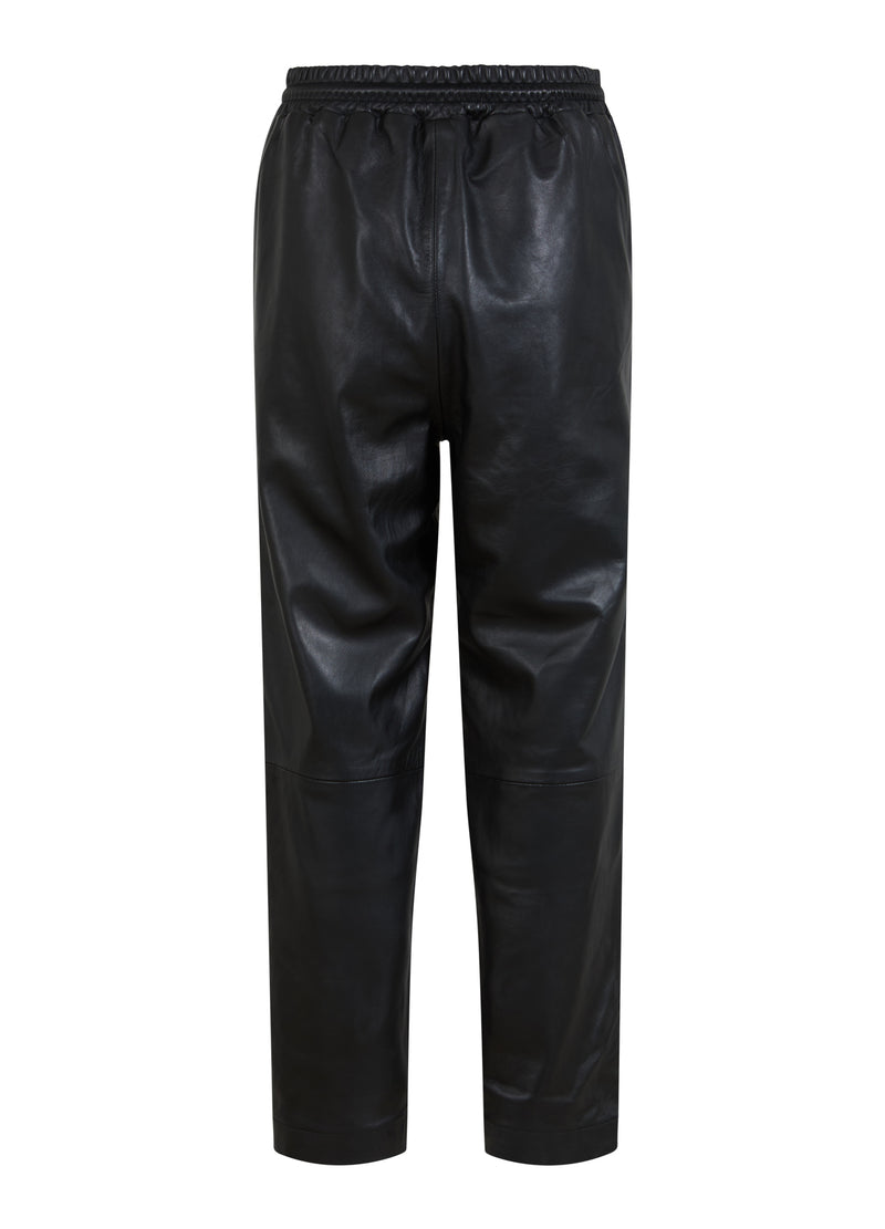 Coster Copenhagen ONTSPANNEN LEREN BROEK - SILLE PASVORM Pants Black - 100