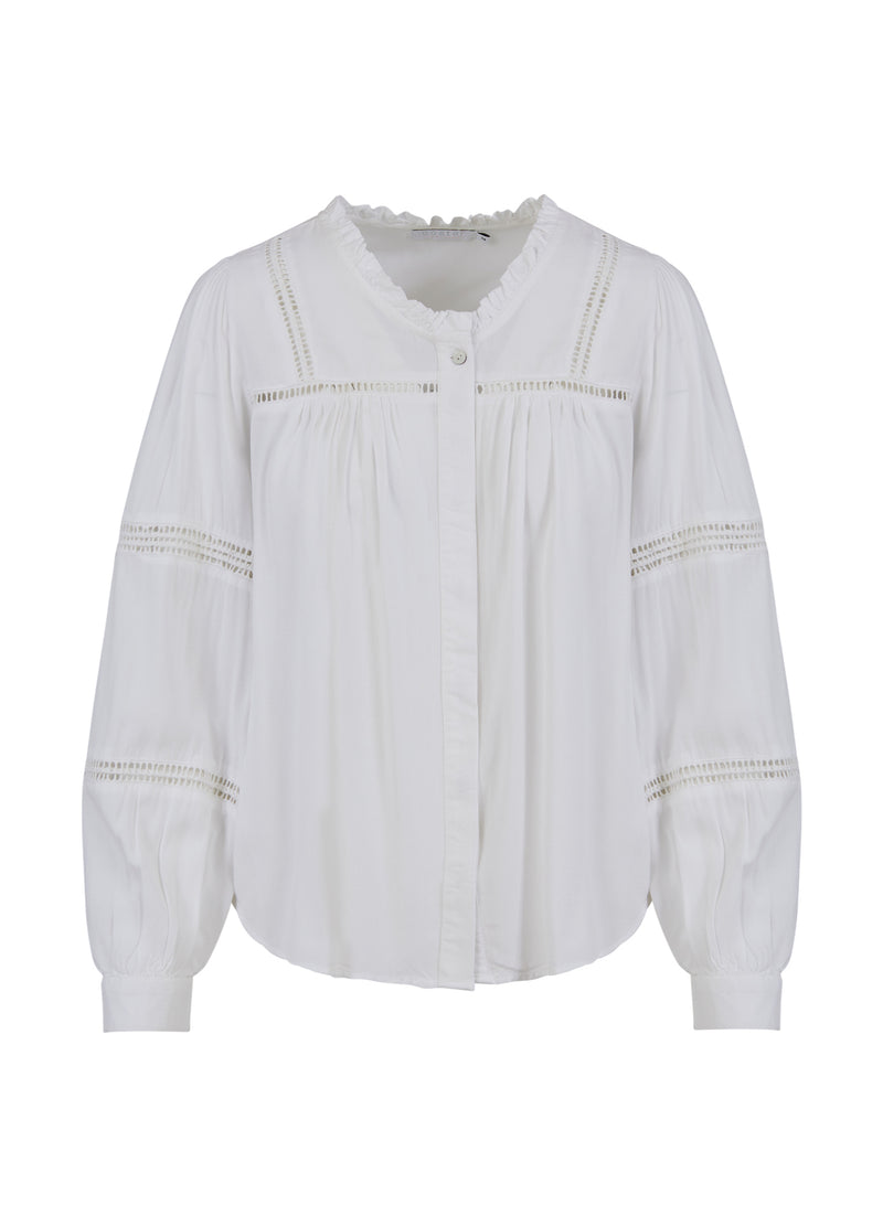 Coster Copenhagen  OVERHEMD MET KANTEN INZETSTRUKKEN  Shirt/Blouse White - 200