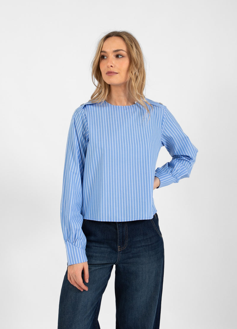 Coster Copenhagen OVERHEMD MET STREPEN Shirt/Blouse Light blue/white stripe - 972