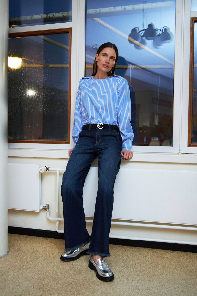 Coster Copenhagen OVERHEMD MET STREPEN Shirt/Blouse Light blue/white stripe - 972