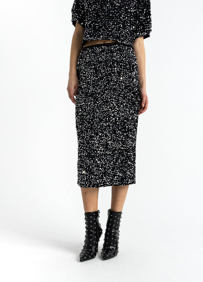 Coster Copenhagen PAILLETTENROK Skirt Black/ silver - 184