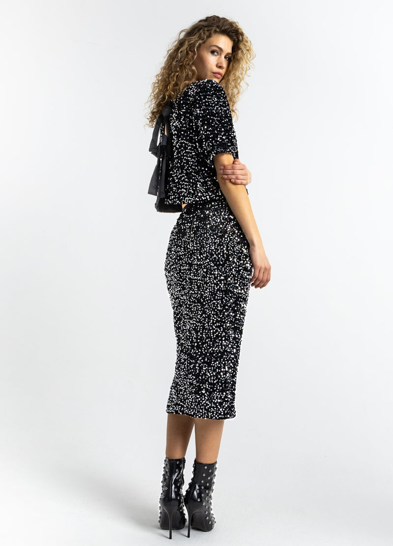 Coster Copenhagen PAILLETTENROK Skirt Black/ silver - 184