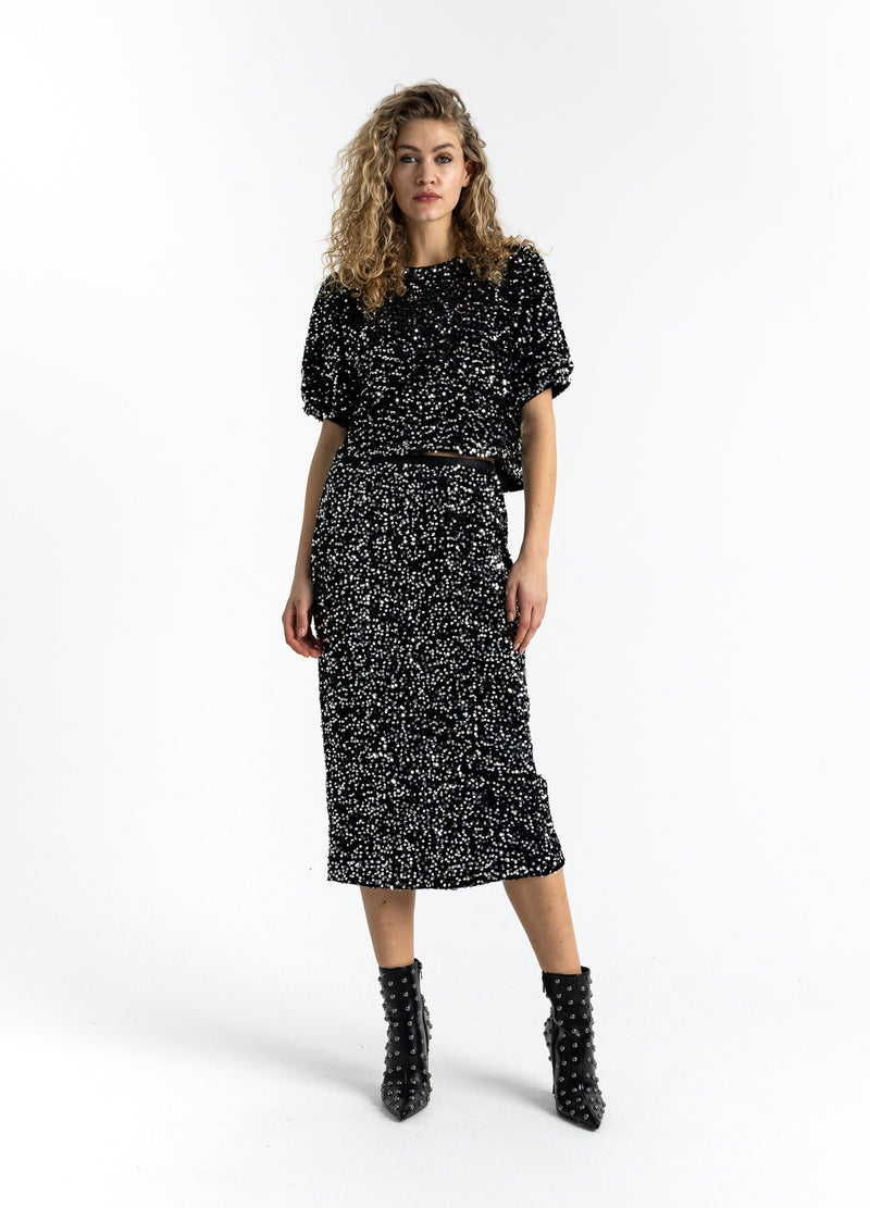 Coster Copenhagen PAILLETTEN JAS MET STRIKKEN Blazer Black/ silver - 184