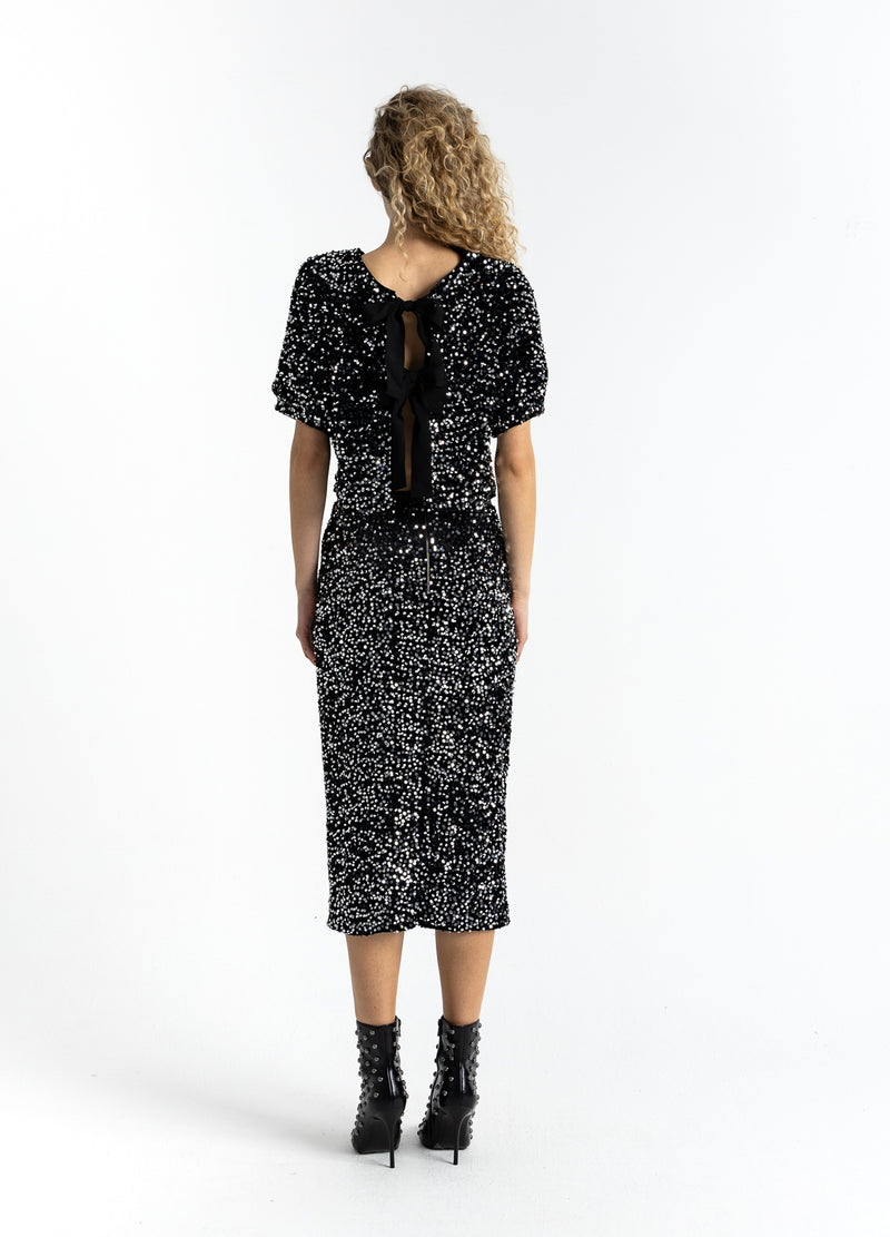 Coster Copenhagen PAILLETTEN JAS MET STRIKKEN Blazer Black/ silver - 184