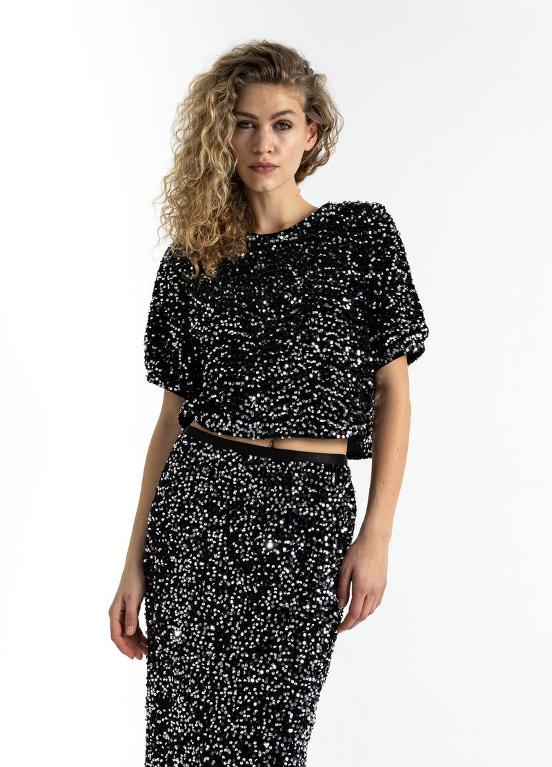 Coster Copenhagen PAILLETTEN JAS MET STRIKKEN Blazer Black/ silver - 184