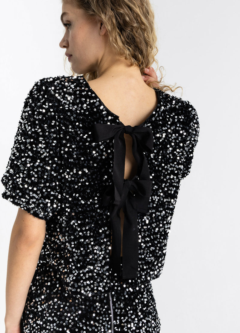 Coster Copenhagen PAILLETTEN JAS MET STRIKKEN Blazer Black/ silver - 184