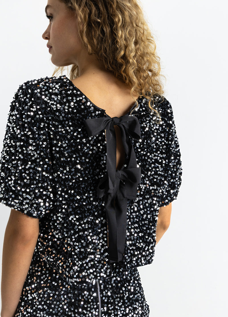 Coster Copenhagen PAILLETTEN JAS MET STRIKKEN Blazer Black/ silver - 184