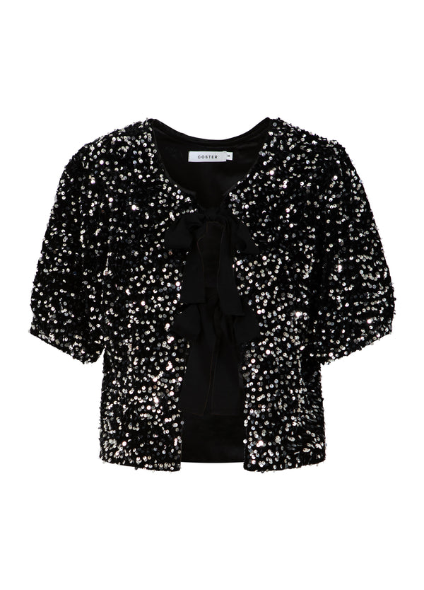 Coster Copenhagen PAILLETTEN JAS MET STRIKKEN Blazer Black/ silver - 184