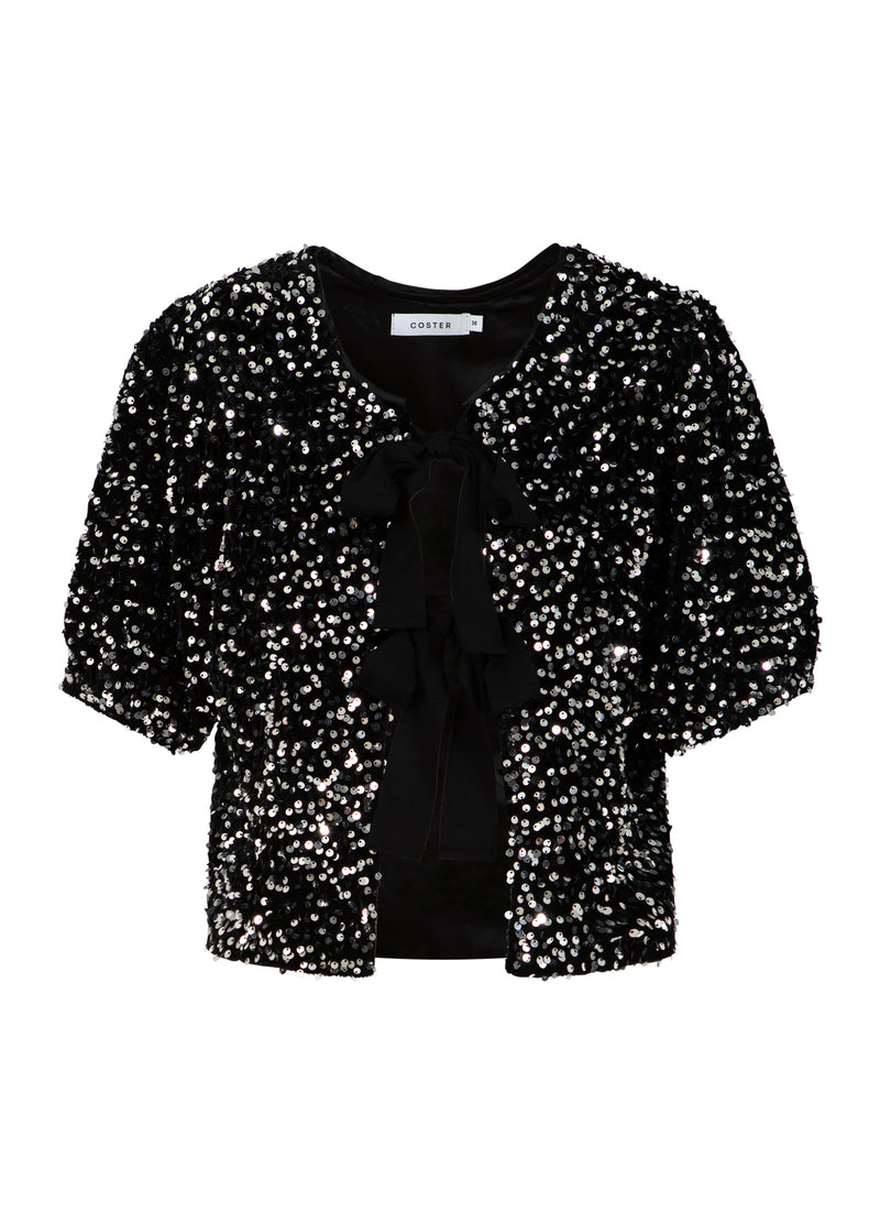 Coster Copenhagen PAILLETTEN JAS MET STRIKKEN Blazer Black/ silver - 184