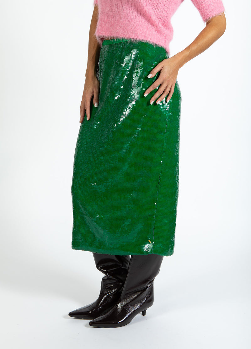 Coster Copenhagen PAILLETTEN ROK Skirt Lush green - 444