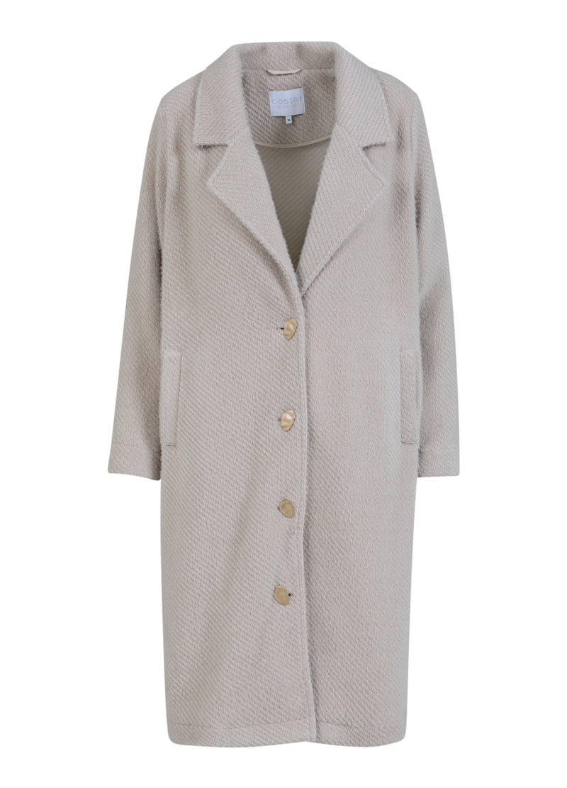 Coster Copenhagen PLUIZIGE LANGE JAS Outerwear Creme - 241