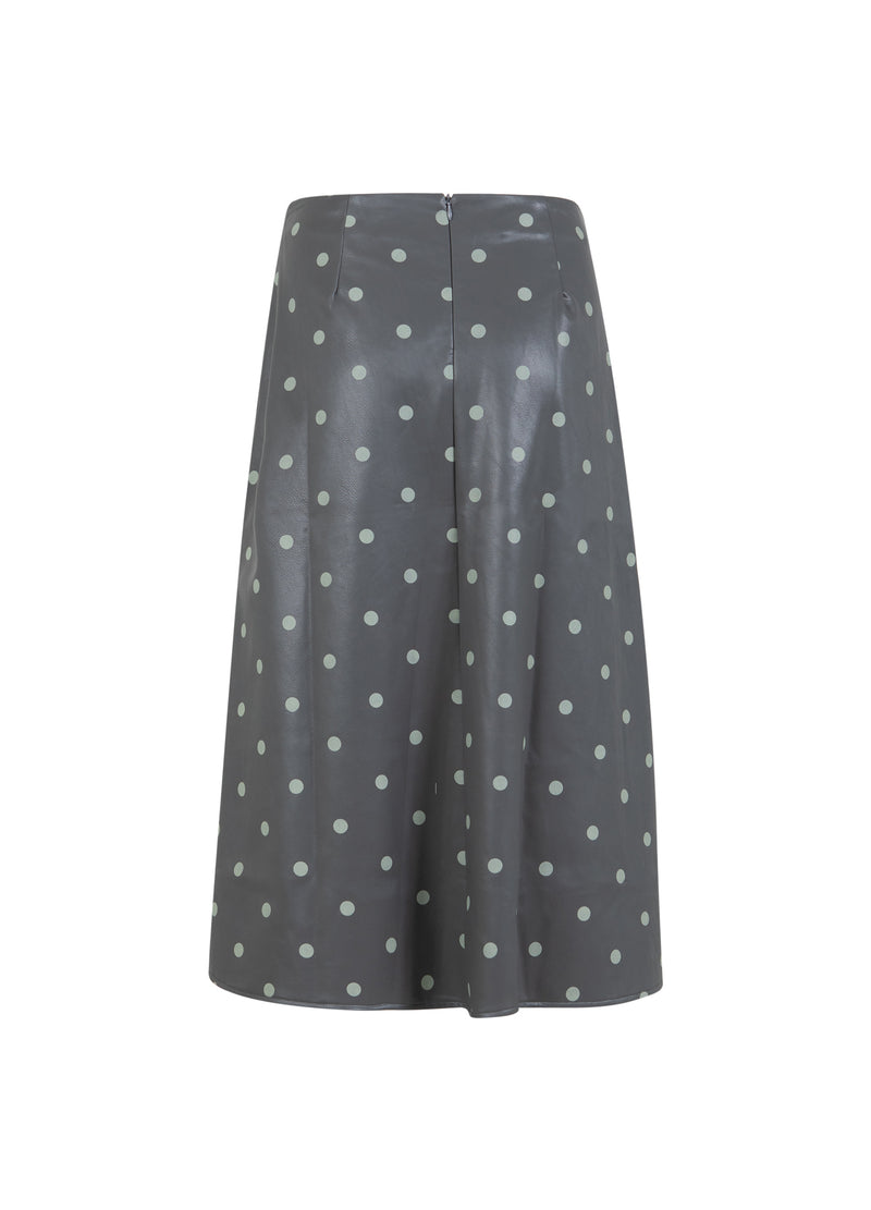 Coster Copenhagen PU ROK Skirt Grey/green dots - 157