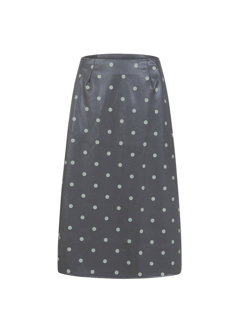 Coster Copenhagen PU ROK Skirt Grey/green dots - 157