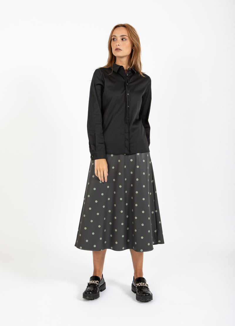 Coster Copenhagen PU ROK Skirt Grey/green dots - 157