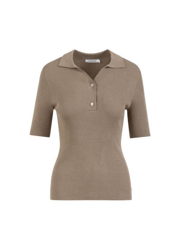 Coster Copenhagen RIBBREI POLO Knitwear Taupe sand - 393