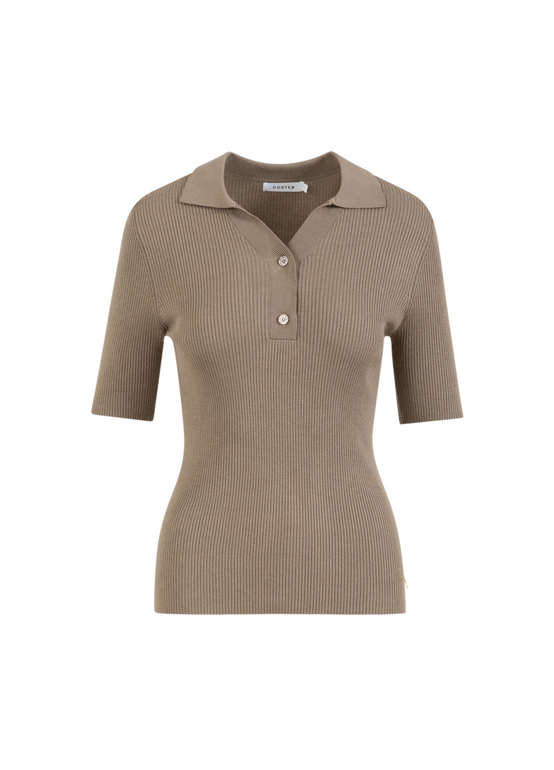 Coster Copenhagen RIBBREI POLO Knitwear Taupe sand - 393