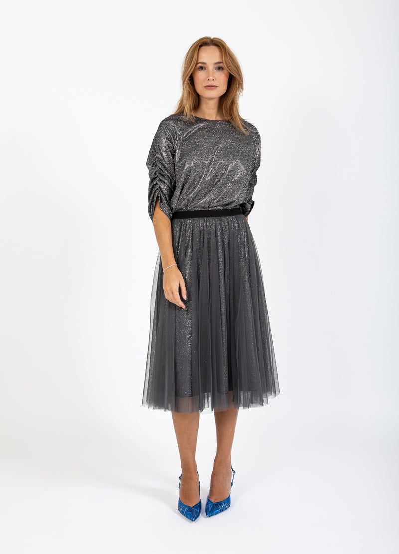 Coster Copenhagen ROK MET PLISSÉ EN GLITTER Skirt Silver/black - 204