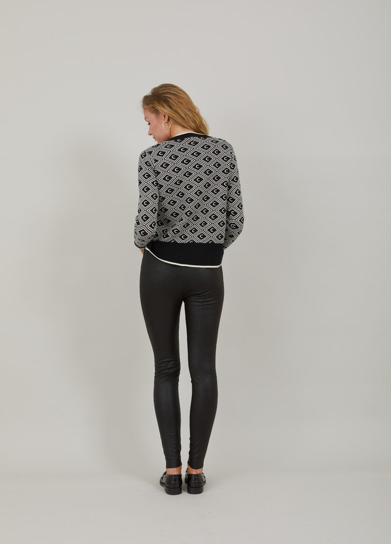 Coster Copenhagen  SCUBA LEGGINGS - MYNTE FIT Pants Black houndtooth print - 189