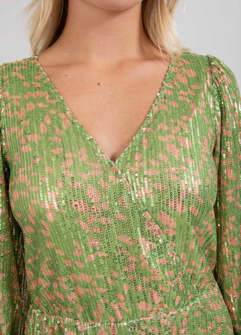 Coster Copenhagen  SEQUIN DRESS W. PRINT Dress Green sequins - 425