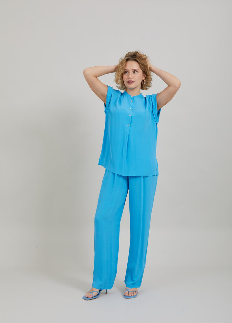 Coster Copenhagen SHIRT IN ACETATE Top - Short sleeve Blue lagune - 518