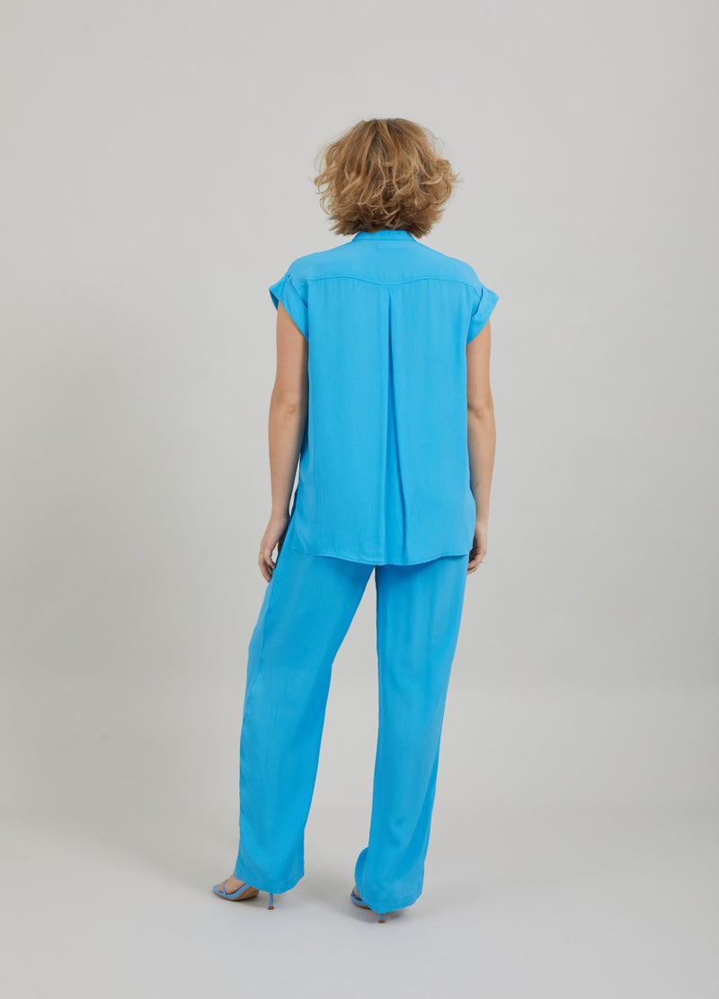 Coster Copenhagen SHIRT IN ACETATE Top - Short sleeve Blue lagune - 518