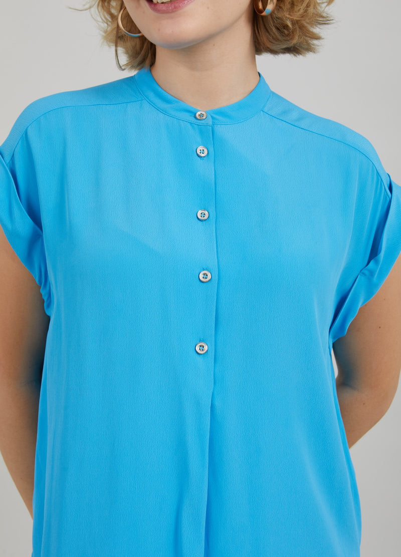 Coster Copenhagen SHIRT IN ACETATE Top - Short sleeve Blue lagune - 518