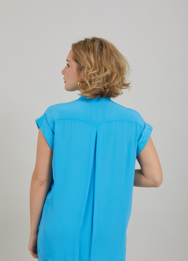 Coster Copenhagen SHIRT IN ACETATE Top - Short sleeve Blue lagune - 518