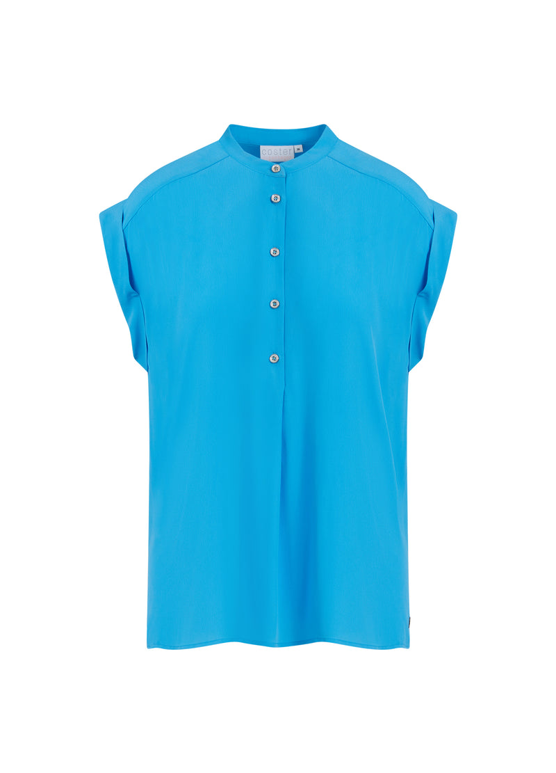 Coster Copenhagen SHIRT IN ACETATE Top - Short sleeve Blue lagune - 518