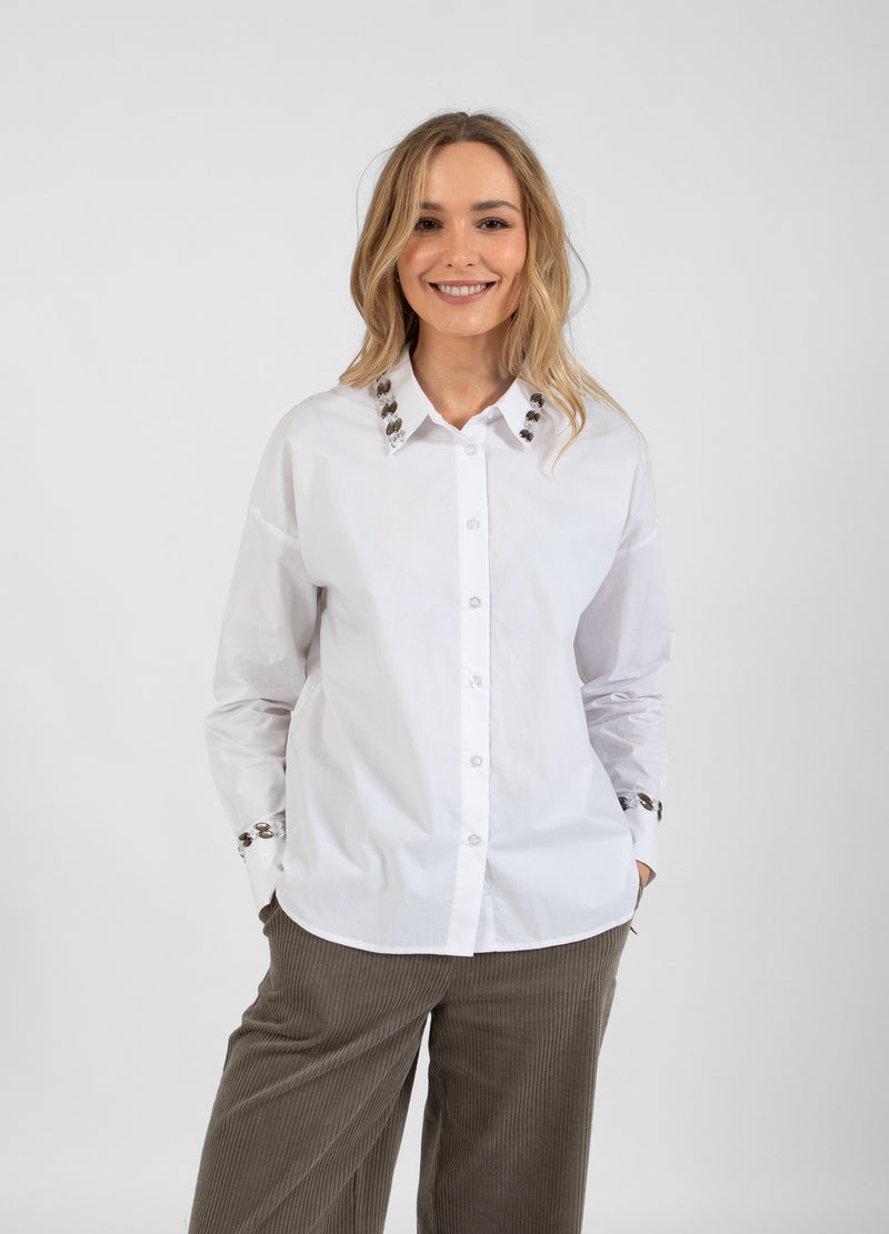 Coster Copenhagen SHIRT MET STENEN Shirt/Blouse White - 200