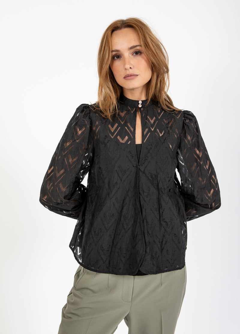 Coster Copenhagen SHIRT MET V-HALS Shirt/Blouse Black - 100