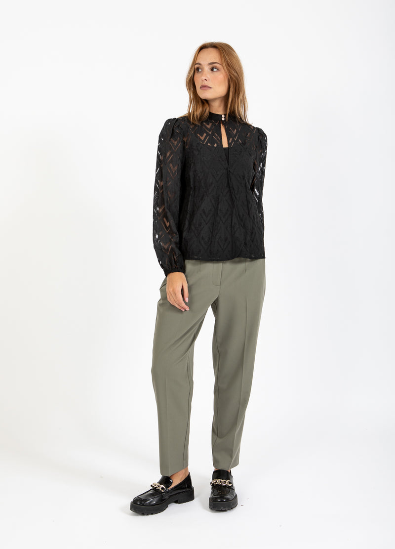 Coster Copenhagen SHIRT MET V-HALS Shirt/Blouse Black - 100