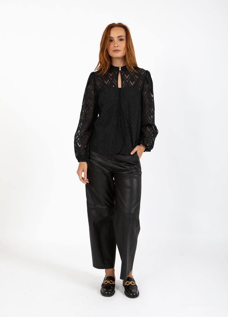 Coster Copenhagen SHIRT MET V-HALS Shirt/Blouse Black - 100