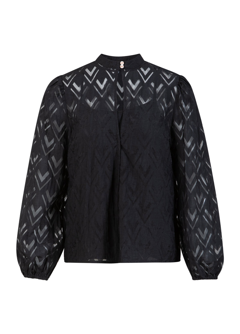 Coster Copenhagen SHIRT MET V-HALS Shirt/Blouse Black - 100