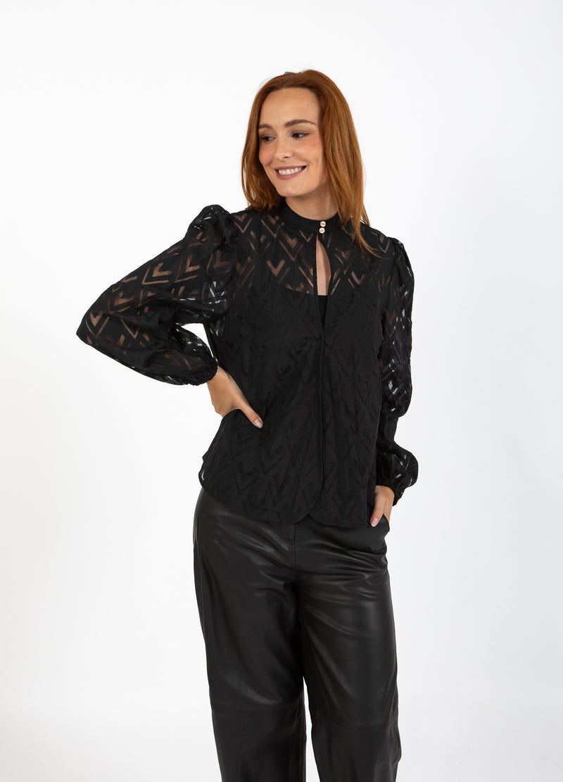 Coster Copenhagen SHIRT MET V-HALS Shirt/Blouse Black - 100