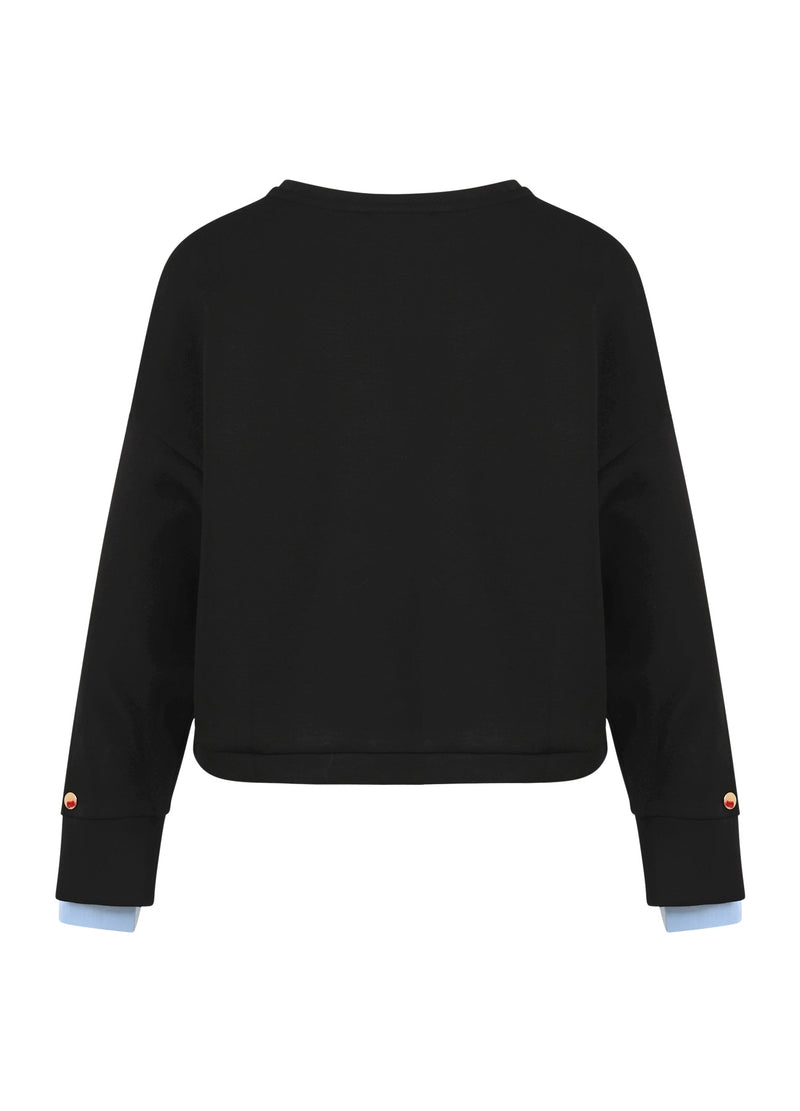 Coster Copenhagen SWEATSHIRT MET MOUWDETAIL Shirt/Blouse Black / ice blue - 170