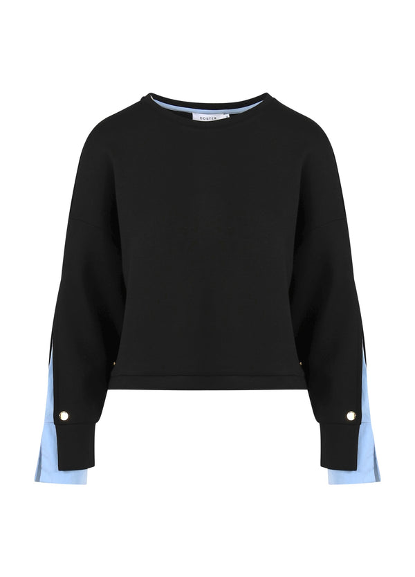 Coster Copenhagen SWEATSHIRT MET MOUWDETAIL Shirt/Blouse Black / ice blue - 170