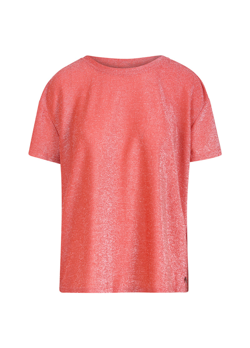 Coster Copenhagen T-SHIRT MET GLANS Shirt/Blouse Hot coral - 685