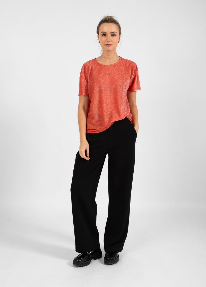 Coster Copenhagen T-SHIRT MET GLANS Shirt/Blouse Hot coral - 685