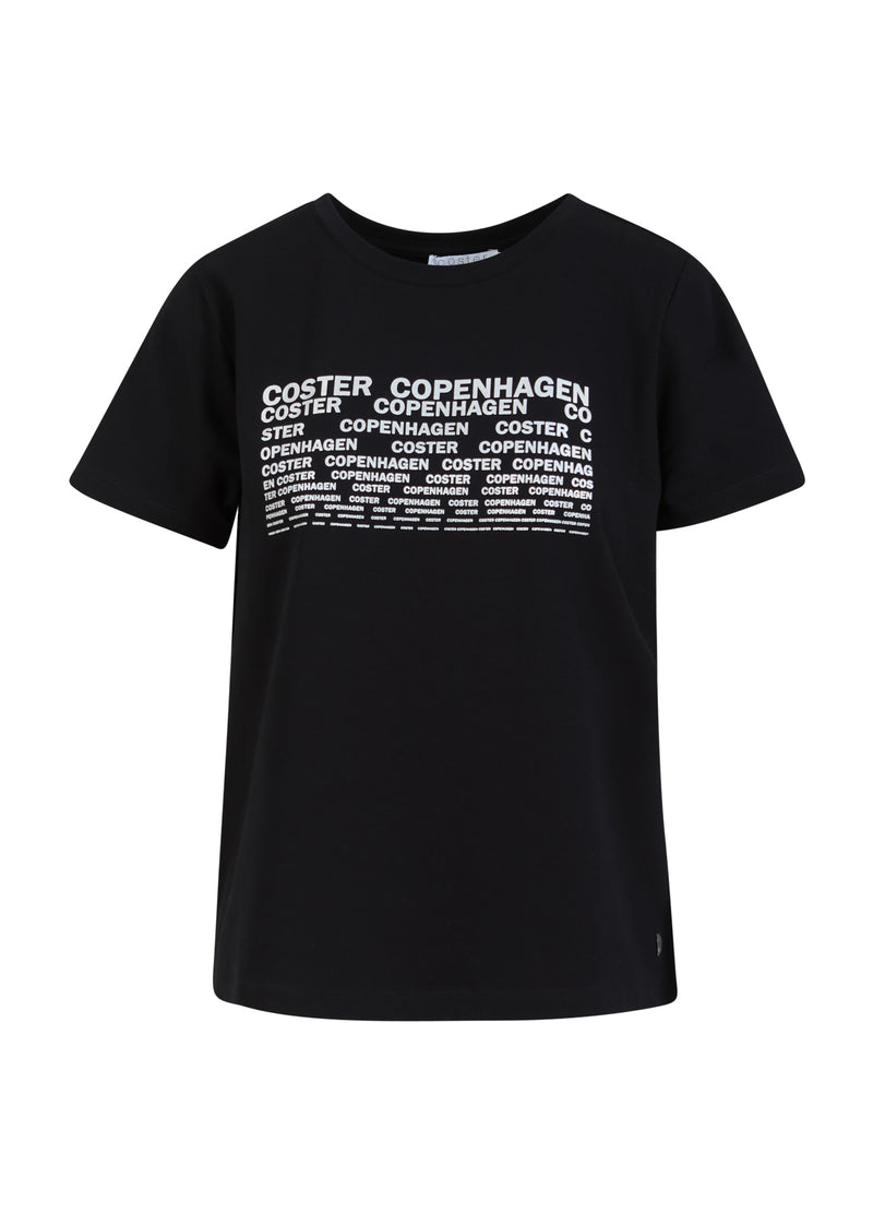 Coster Copenhagen T-SHIRT MET LOGO - MIDDELMOUWEN T-Shirt Black - 100