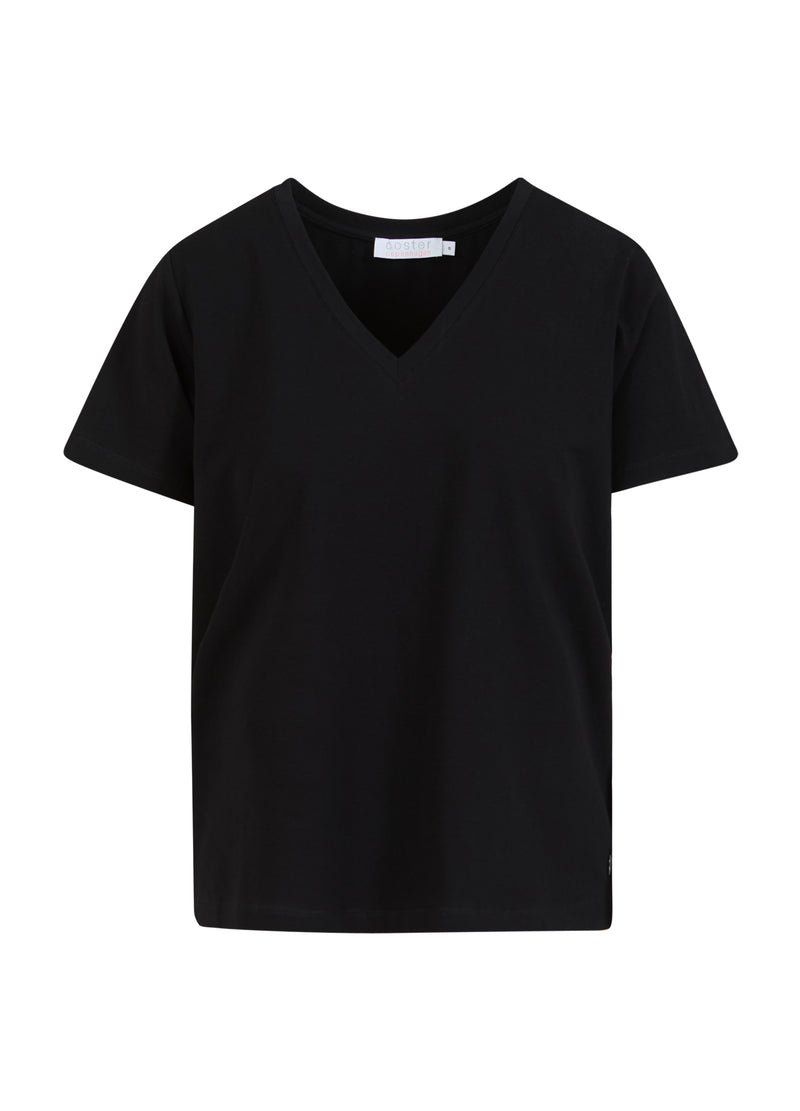 Coster Copenhagen T-SHIRT MET V-HALS - HALFLANGE MOUWEN T-Shirt Black - 100