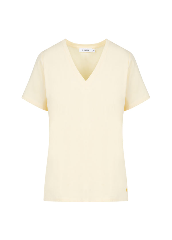 Coster Copenhagen T-SHIRT MET V-HALS - HALFLANGE MOUWEN T-Shirt Butter yellow - 789
