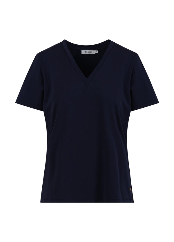 Coster Copenhagen T-SHIRT MET V-HALS - HALFLANGE MOUWEN T-Shirt Navy - 563