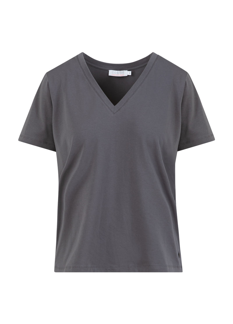 Coster Copenhagen T-SHIRT MET V-HALS - HALFLANGE MOUWEN T-Shirt Volcanic grey - 188