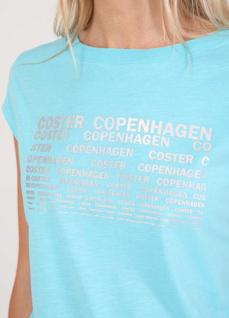 Coster Copenhagen T-SHIRT MET COSTER PRINT - KAP MOUW T-Shirt Aqua blue - 585