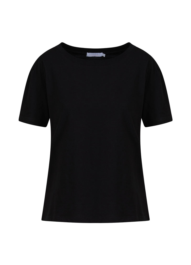 Coster Copenhagen  T-SHIRT MET PLOOIEN T-Shirt Black - 100