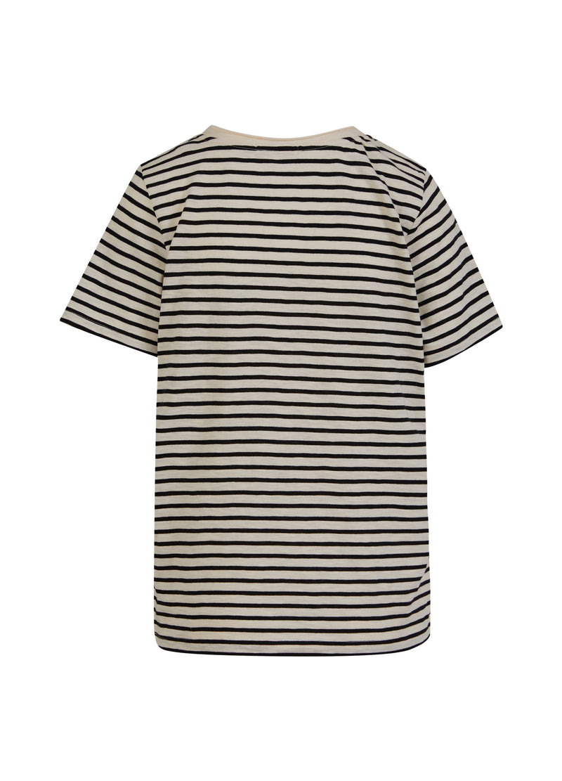 Coster Copenhagen  T-SHIRT MET STREPEN - HALFLANGE MOUW  T-Shirt Creme/black stripe - 257